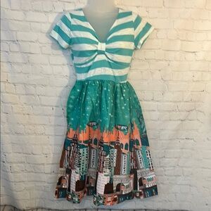 Sucrefas Striped Teal Dress featuring NYC and Broadway NWT